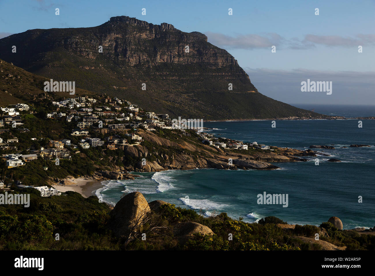 Beautiful South Africa`s coast with table mountain in the background,  Capetown, South Africa Stock Photo